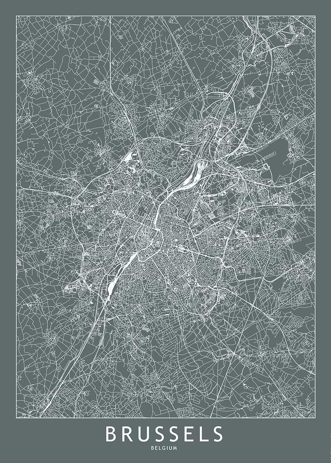Brussels Grey Map