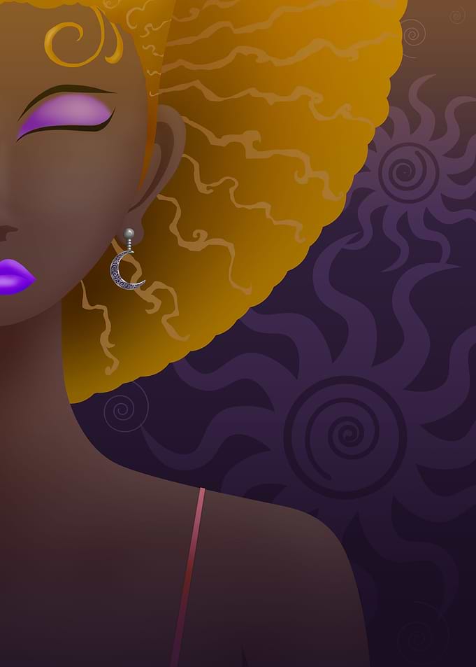 Golden curly hair women