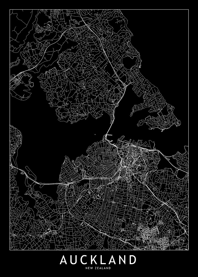 Auckland Black Map