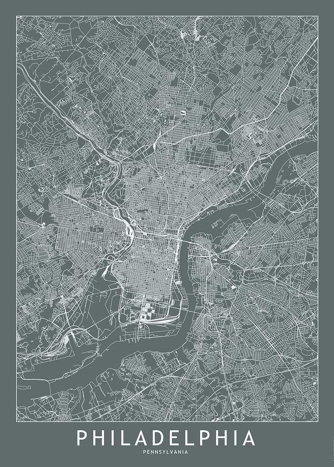 Philadelphia Grey Map