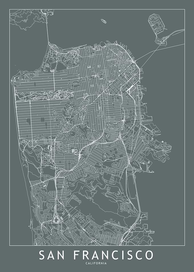 San Francisco Grey Map