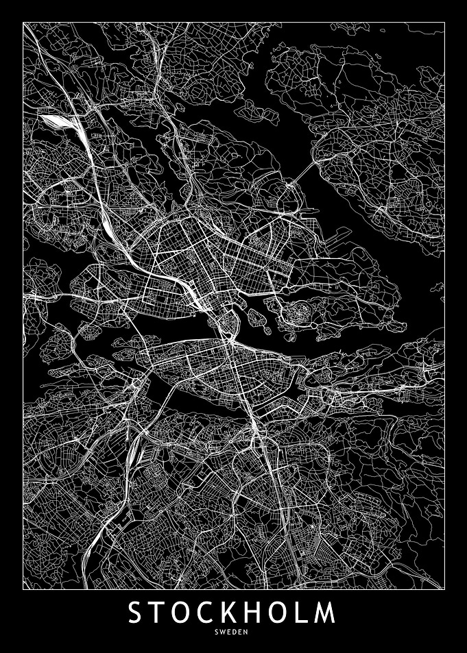 Stockholm Black Map