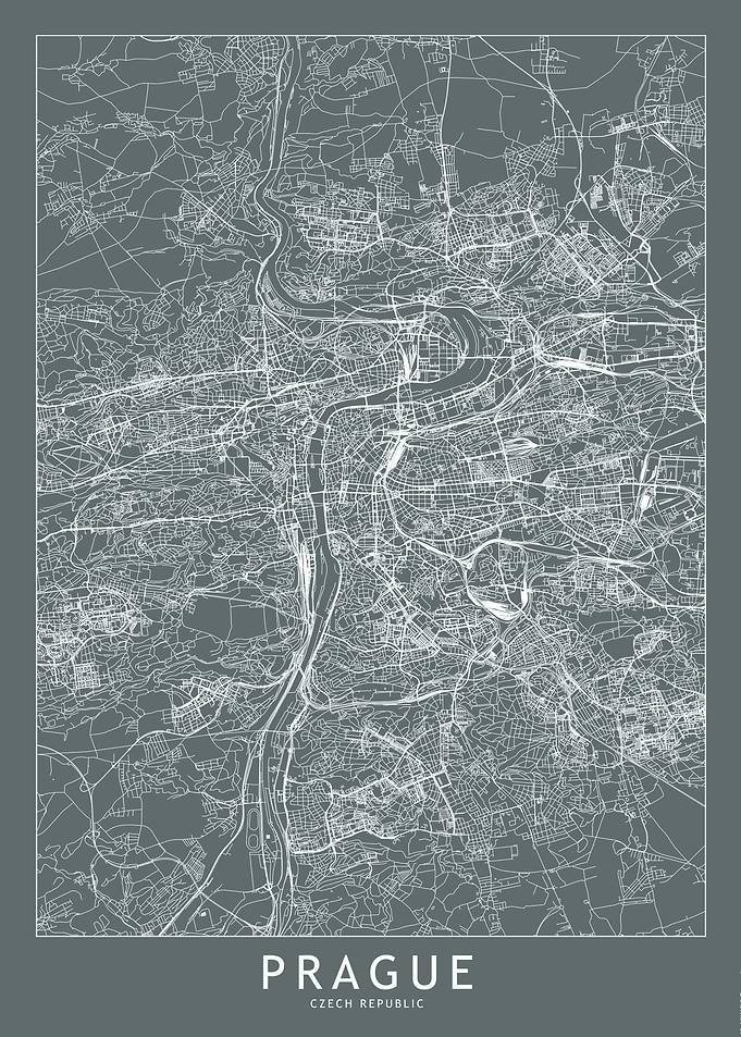 Prague Grey Map