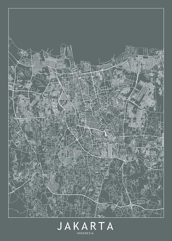 Jakarta Grey Map
