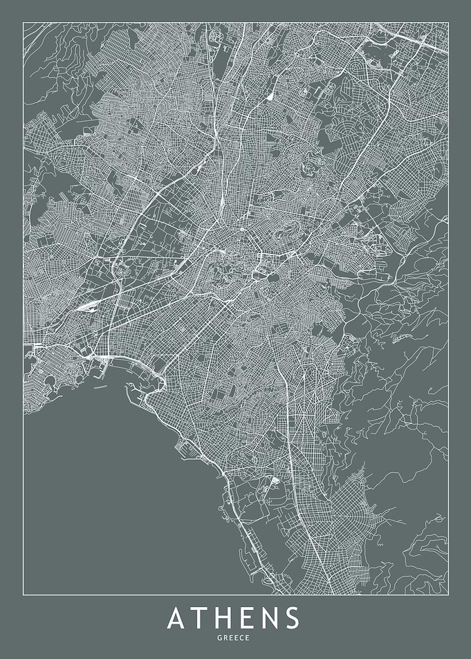 Athens Grey Map