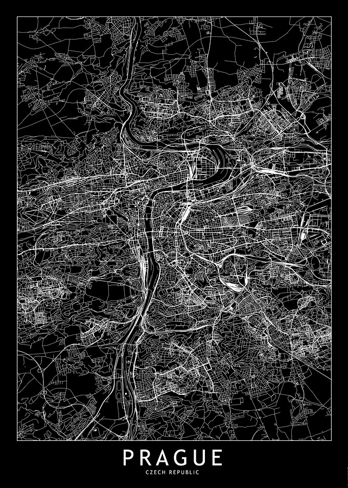 Prague Black Map