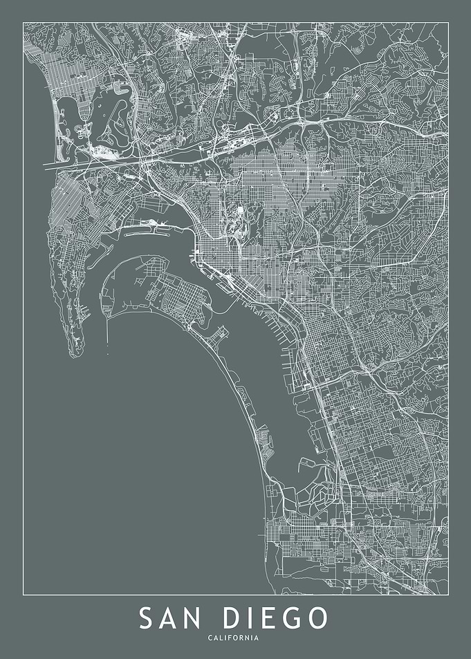 San Diego Grey Map