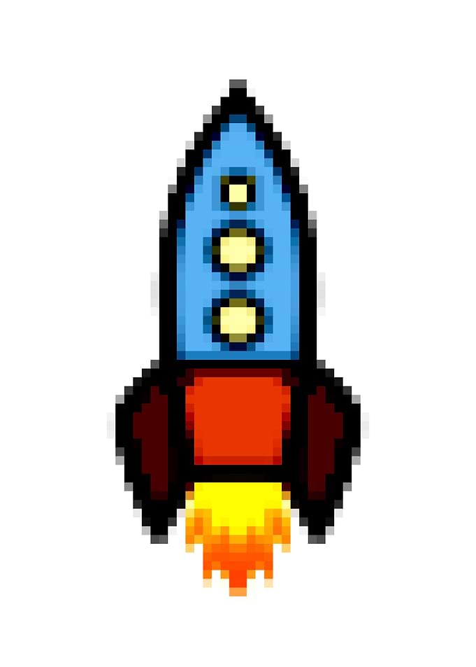 Pixel art rocket retro