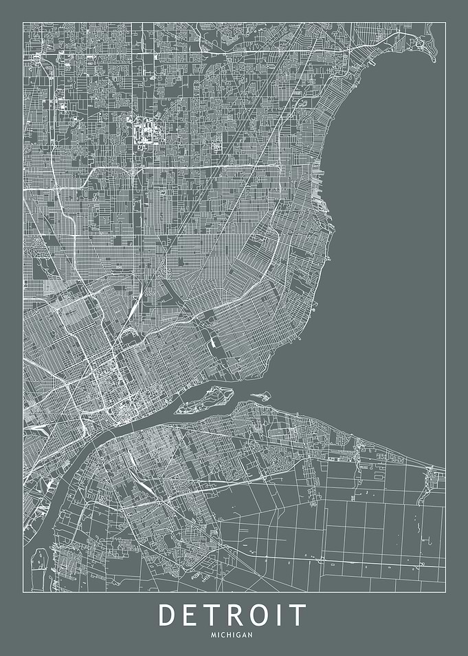 Detroit Grey Map