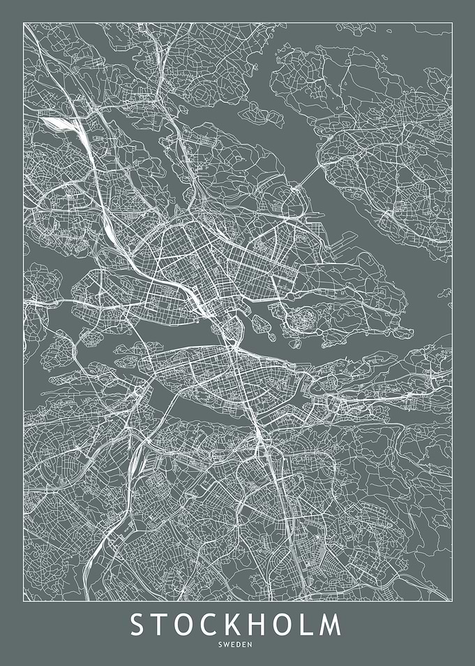 Stockholm Grey Map