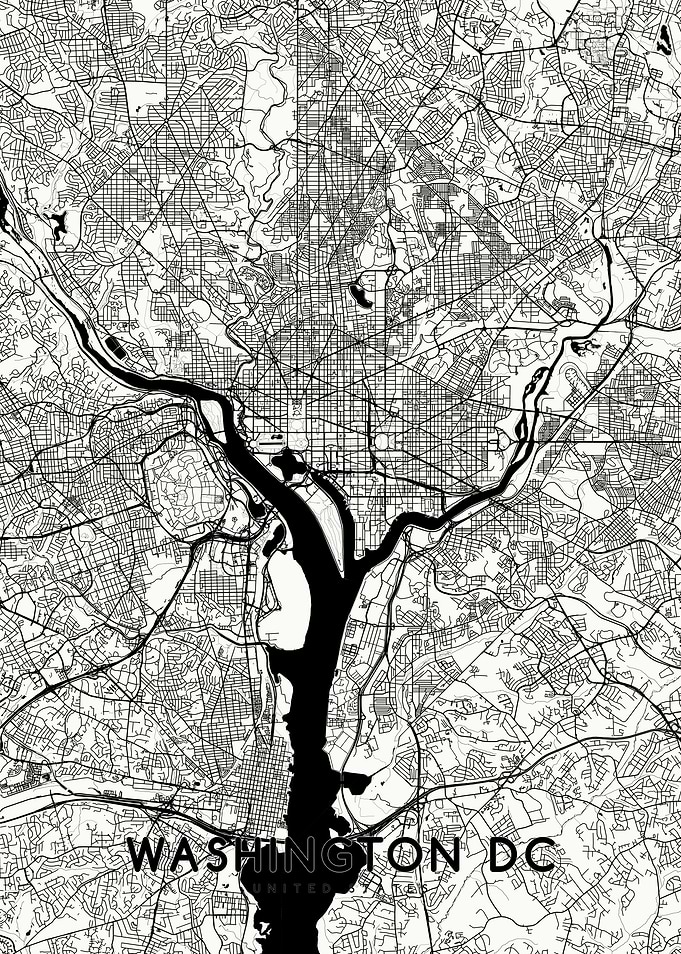 Washington DC map white