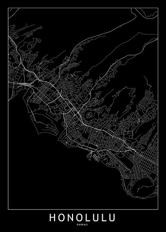 Honolulu Black Map
