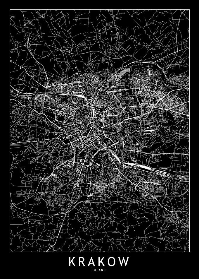 Krakow Black Map