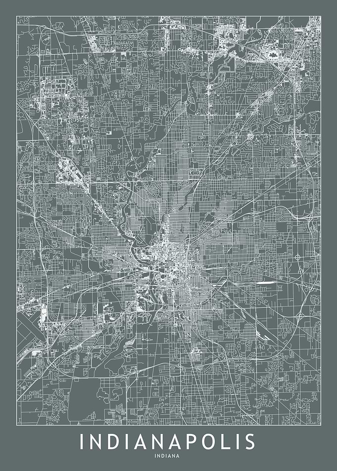 Indianapolis Grey Map