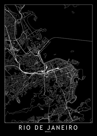 Rio De Janeiro Black Map