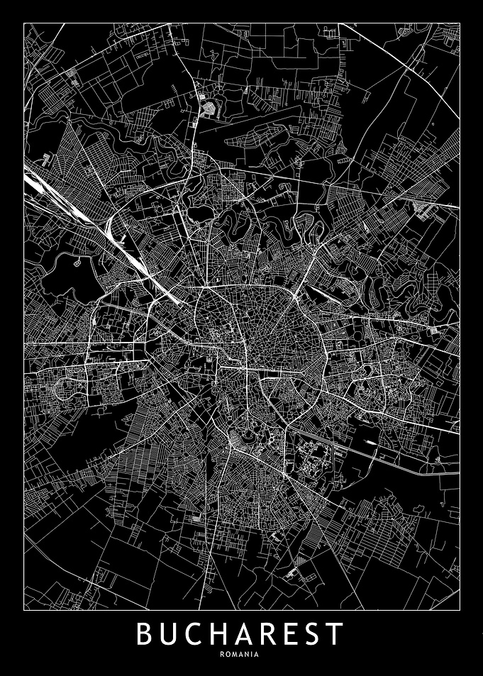 Bucharest Black Map