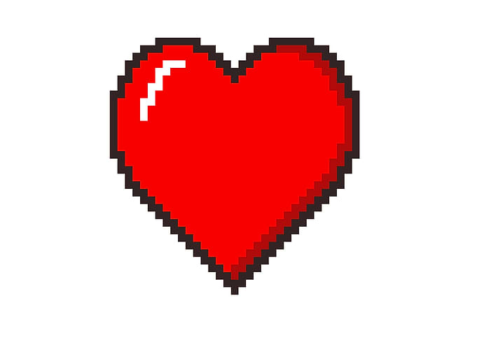 Pixel art heart red white