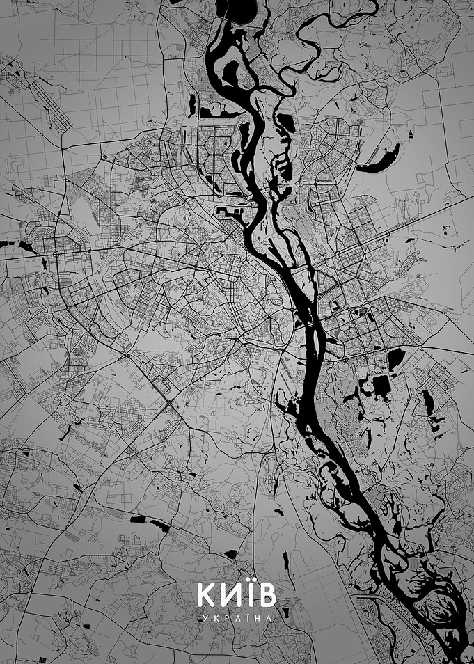 Kyiv map BW