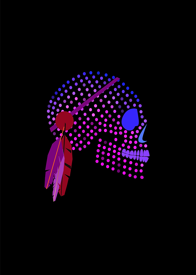 Purple skull icon with dot