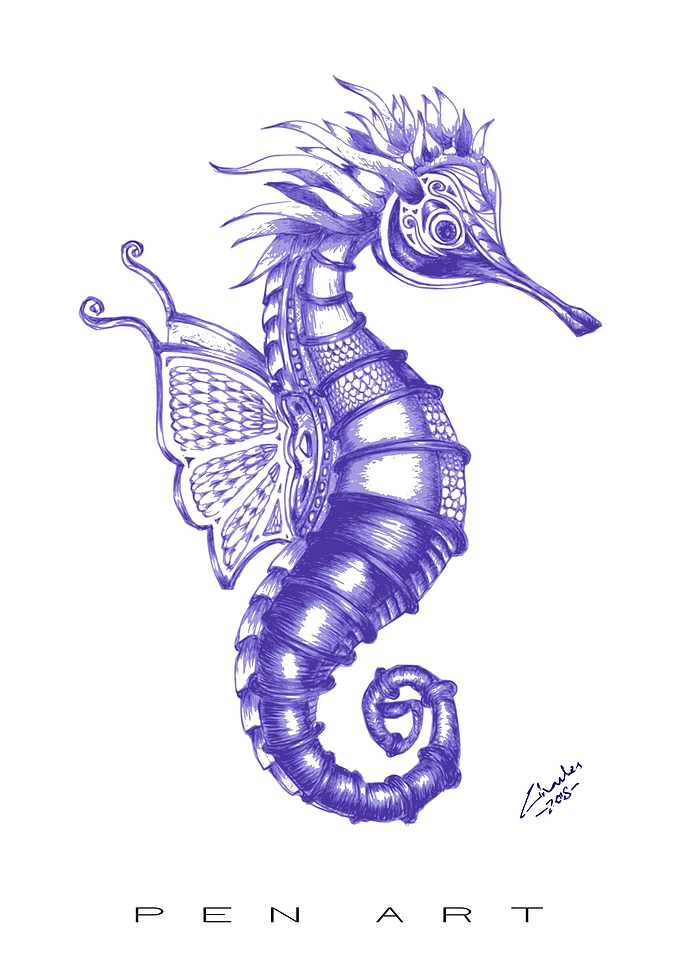 Seahorse Original Pen Art