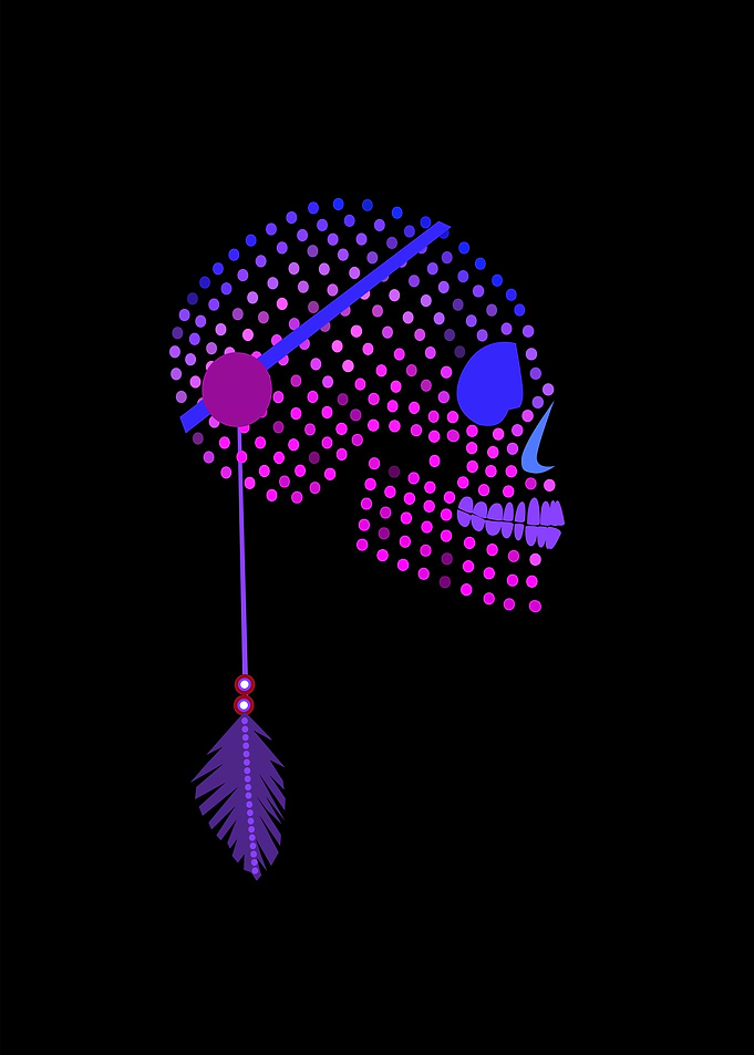 Purple skull icon with dot