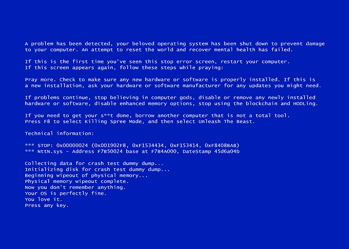 BSOD funny fake blue plain