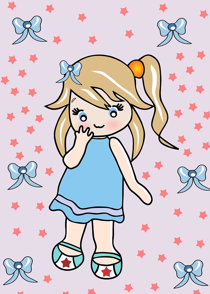 Little girl and ribbons