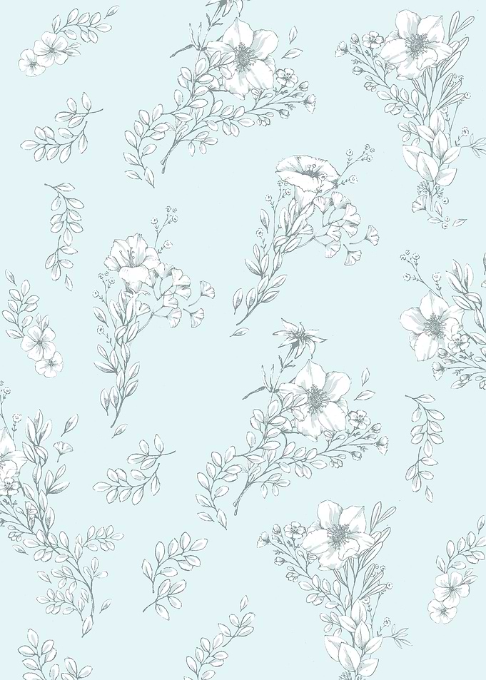 Floral on pastel blue