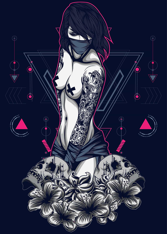 women with tattoo