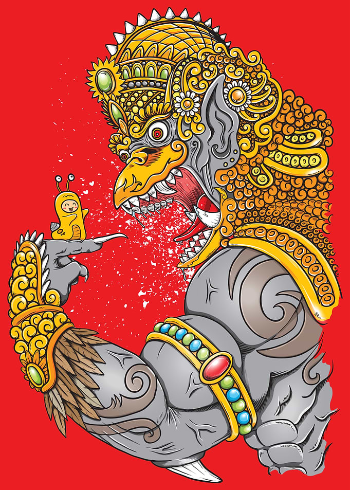 angry garuda and snail