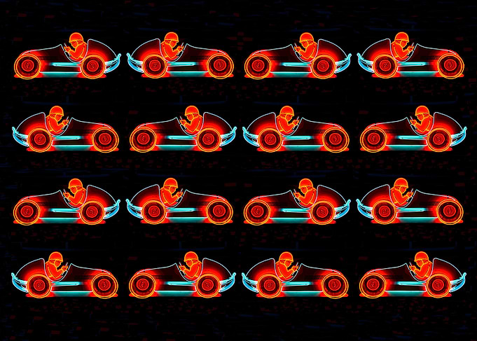 Classic neon racing cars