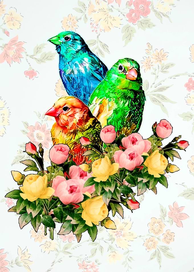 Canary and Flowers