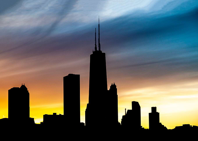 Chicago Skyline at Sunset