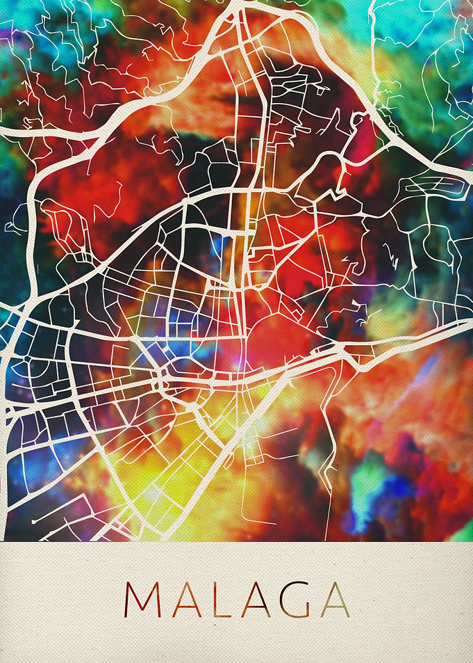 Malaga Watercolor Map