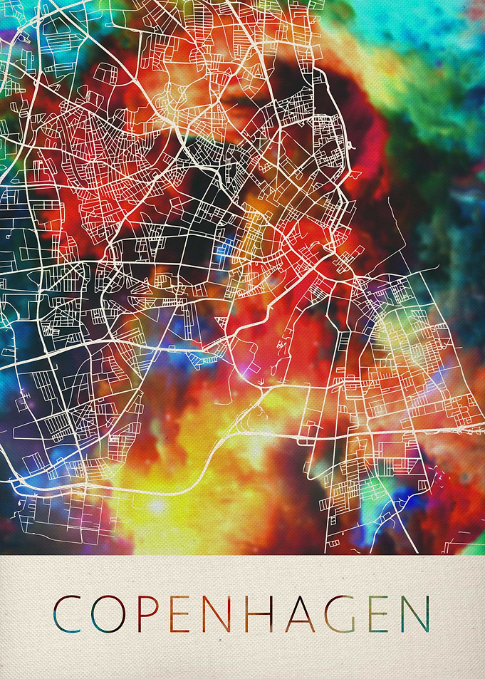 Copenhagen Watercolor Map