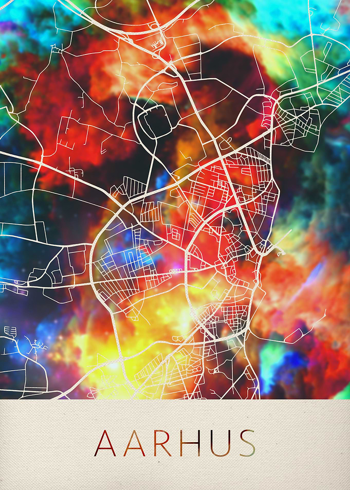 Aarhus Watercolor Map