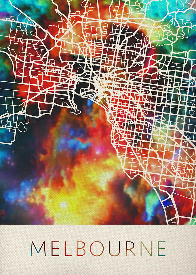 Melbourne Watercolor Map