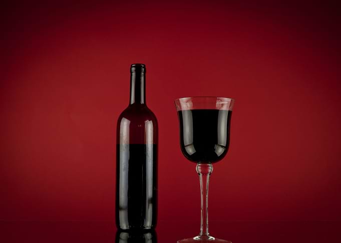 Wine red glass bottle