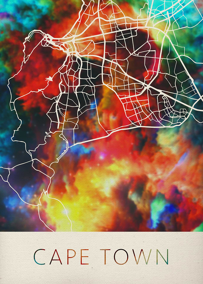 Cape Town Watercolor Map