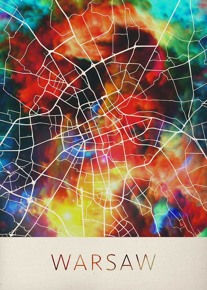 Warsaw Watercolor Map