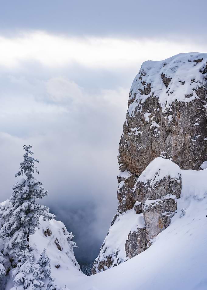 Mountain peak in winter