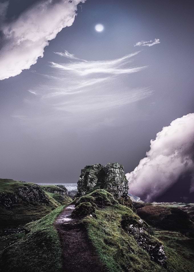 Moon and clouds