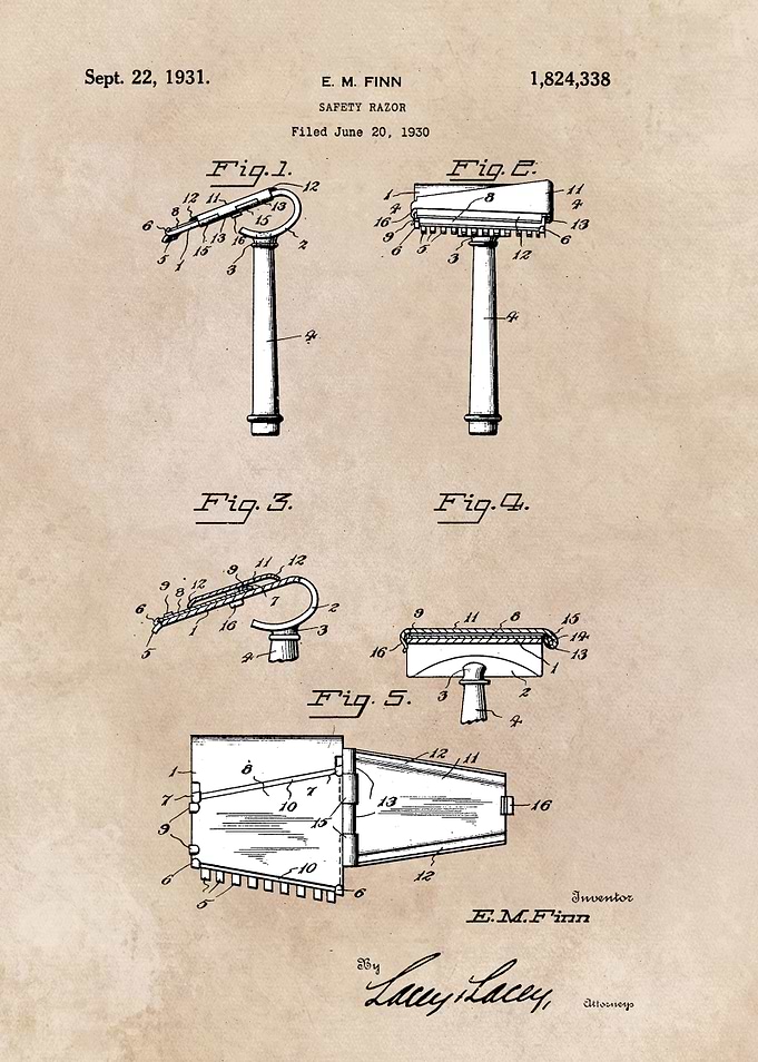 patent Finn Safety razor