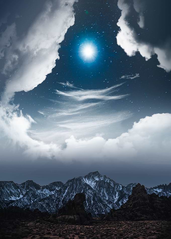 Moon over the mountain
