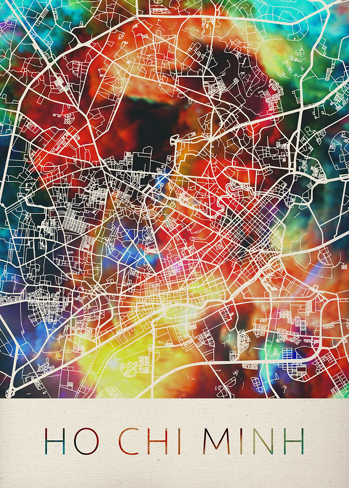 Ho Chi Minh Watercolor Map