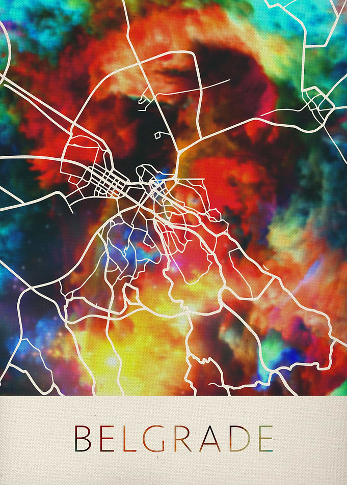 Belgrade Watercolor Map