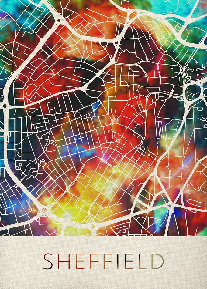 Sheffield Watercolor Map