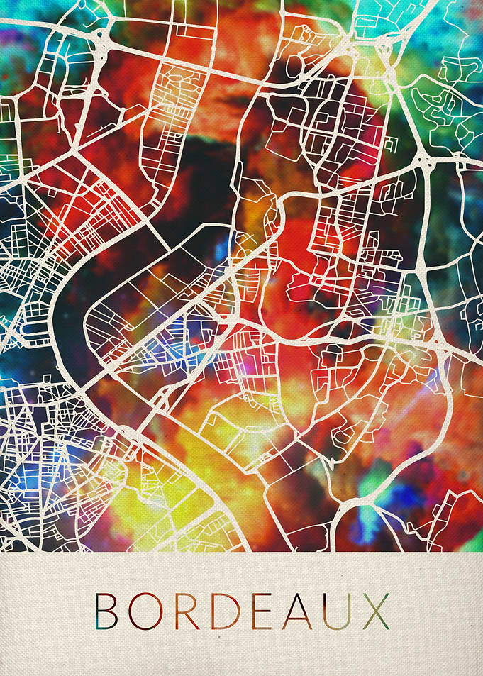 Bordeaux Watercolor Map