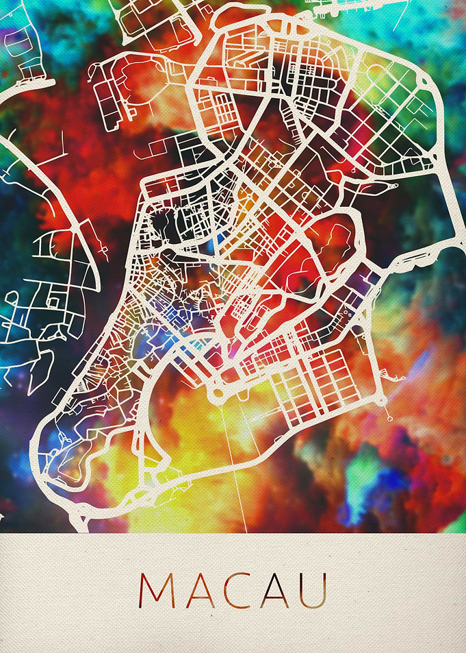 Macau Watercolor City Map
