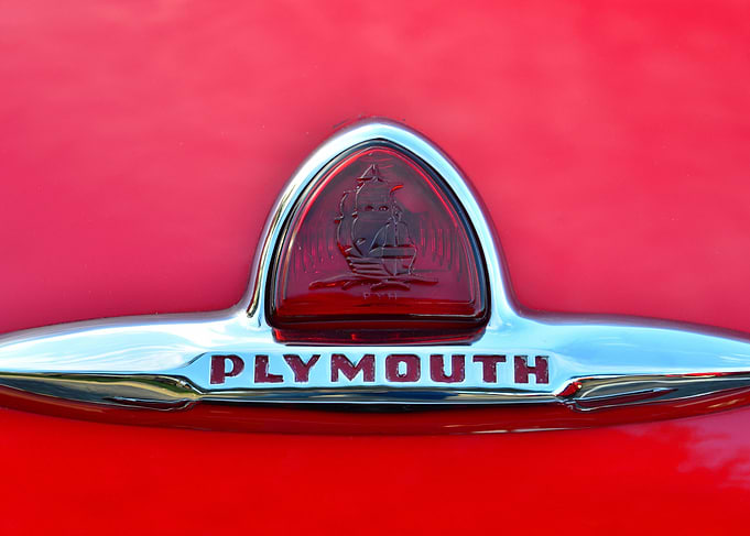 1947 Plymouth name plate